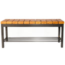 Метална пейка без облегалка Пекин с компактни размери 100 x 30 x 45 см и дървени седалки.