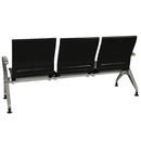 Посетителска пейка Франкфурт с 3 седалки, черни облегалки и алуминиеве крака, подходяща за офис и чакалня.