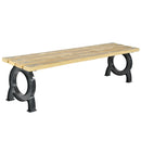 Дървена пейка с чугунени крака, вдъхновена от арките на Лапа в Рио де Жанейро.