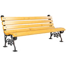 Дървена градинска пейка с чугунени елементи, идеална за външно пространство и комфорт на открито.