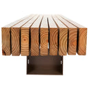 Дървена пейка с стоманена основа, размери 180 x 41 x 49 см, стилен дизайн от солидна дървесина.