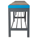 Метална пейка Пекин с цветен седалка, идеална за вътрешно обзавеждане и допълнителни места за сядане.