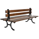 Дървена двойна пейка с чугунена основа, идеална за паркове и градски пространства. Размери: 180 x 85 x 85 см.