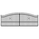 Двукрила оградна врата VENUS в черен цвят с декоративни елементи и остри върхове, осигуряваща стилен достъп.