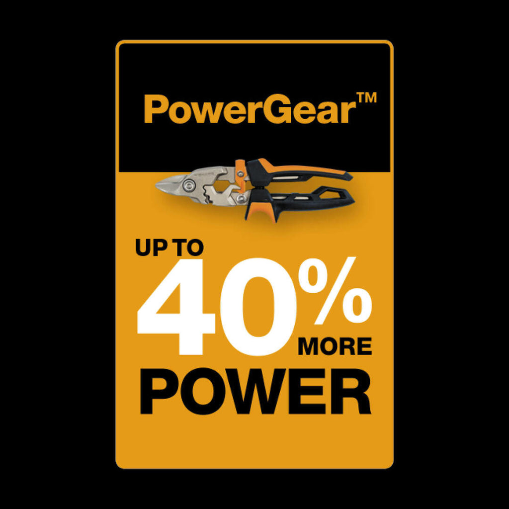 Ножица за ламарина с извити остриета PowerGear™, за ляво рязане с ергономична дръжка и технология PowerGear за до 40% повече мощност