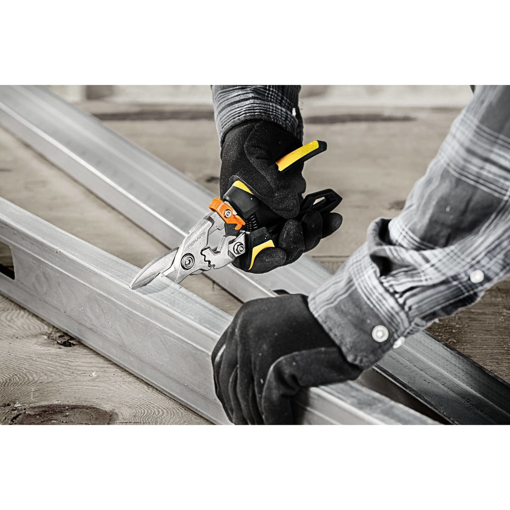 Ножица за ламарина с прави остриета Fiskars PowerGear™ - Цена - Продажба, ергономична дръжка и мощна механика за рязане на метал