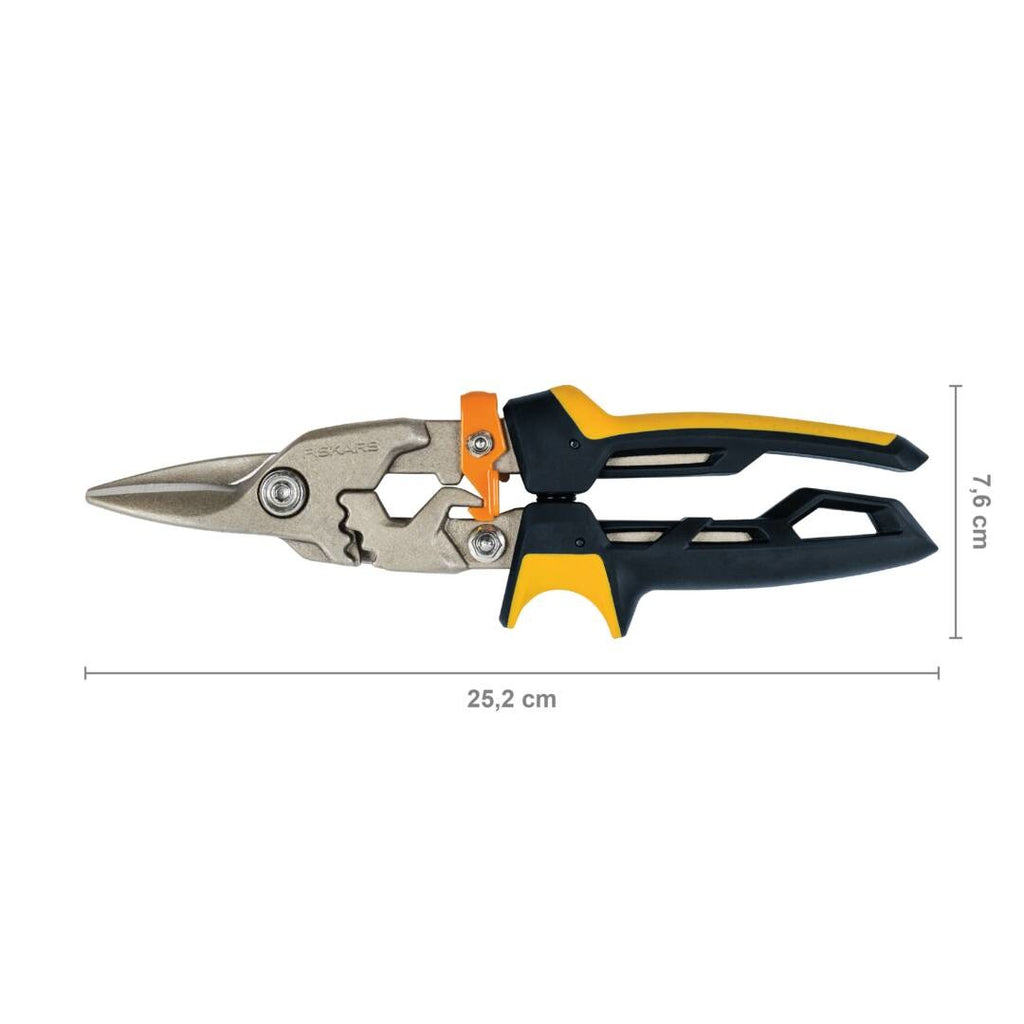 Ножица за ламарина с прави остриета Fiskars PowerGear™ - Цена - Продажба, ергономична дръжка и технология PowerGear™ за по-мощно рязане