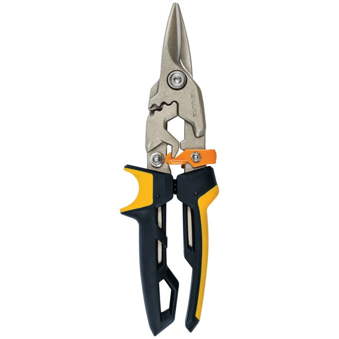 Ножица за ламарина с прави остриета Fiskars PowerGear™ - Цена - Продажба, мощни прави остриета и ергономични дръжки за рязане на метал