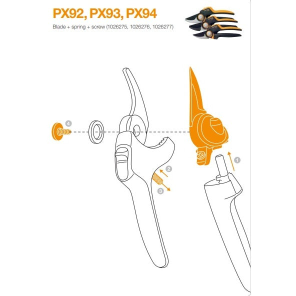 Острие, пружина и винт за градинска ножица Fiskars PowerGear PX94 - Nika.bg