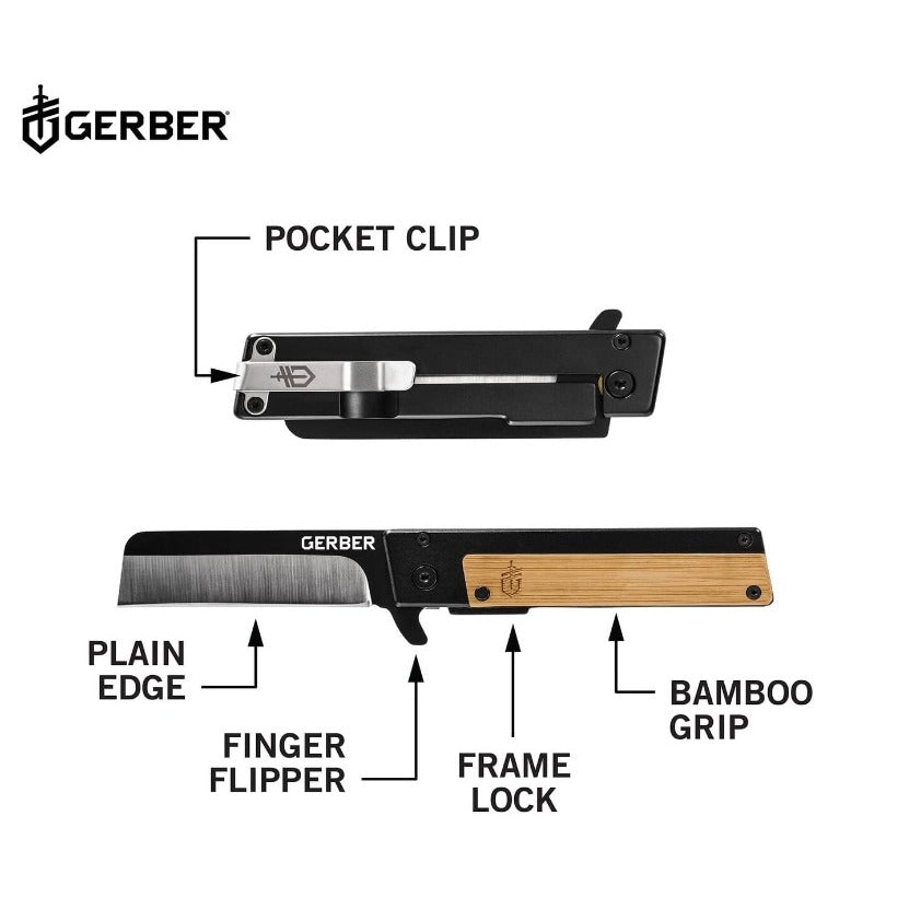 Сгъваем нож GERBER Quadrant с бамбукова дръжка