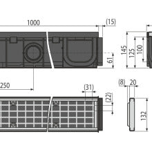 Външен дренажен канал 100мм с пластмасов ръб и поцинкована решетка B125 - Nika.bg