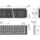 Външен дренажен канал 100мм с пластмасов ръб и поцинкована решетка B125