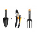 Сет Fiskars 3 части - лозарска ножица, лопатка и малка вила за засаждане - Nika.bg