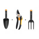 Сет Fiskars 3 части - лозарска ножица, лопатка и малка вила за засаждане