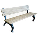Дървена градинска пейка с чугунени крака, елегантен дизайн и удобна седалка. Размери: 180 x 73 x 84 см.
