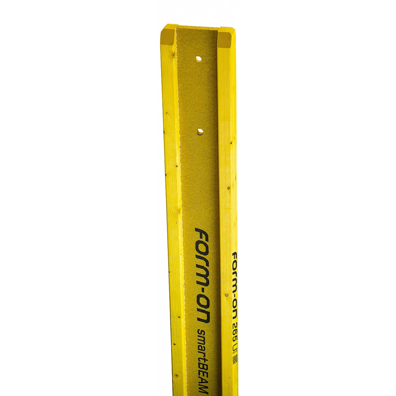 Кофражна греда H20 Form On Smart Beam P в жълт цвят, изработена от пресована дървесина за строителството.