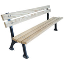 Дървена паркна пейка с метална основа, идеална за градини и обществени пространства. Размери 180 x 54 x 72 см.