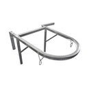 Универсален стенен окачавач за сметопровод, изработен от поцинкована стомана с карабинери и поставка.