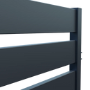 Еднокрила оградна врата SZAFIR с плътна конструкция и съвременен дизайн, включваща стълбове и дръжки.