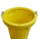 Улей за строителни отпадъци, жълт контейнер с анкерираща система за безопасно отвеждане на строителни материали.