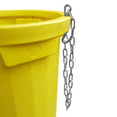 Улей за строителни отпадъци с анкерираща система, жълта кофа с верига за безопасно отвеждане на отпадъци.