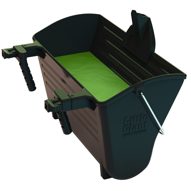 Вертикален съд за боя Little Giant FuelTank с регулируеми куки за стълби и магнитна поставка за четка.