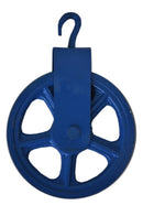 Синя макара с кука, 200 мм, за фасадно скеле, подходяща за зидарски и ремонтни дейности.