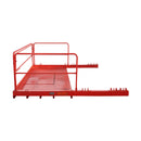 Строителна платформа за палетизирани товари в червено, размери вариант 1 и вариант 2 с различна носимоспособност.