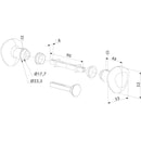Технически чертеж на комплект кръгли дръжки с възможност за блокиране, размери и аксесоари.
