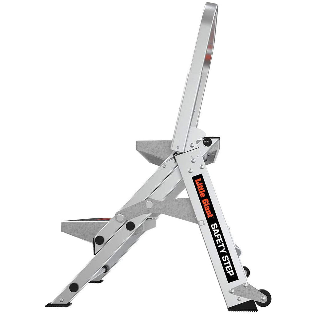Степ стълба SAFETY STEP Малкия Гигант® от алуминий, сгъваема с нехлъзгащи стъпала и предпазен парапет.