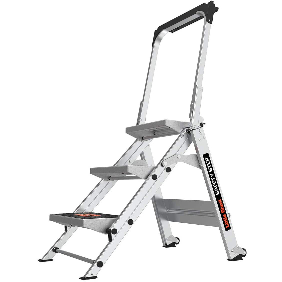 Степ стълба 3 стъпала SAFETY STEP МАЛКИЯ ГИГАНТ® с алуминиева конструкция и нехлъзгащи стъпала, идеална за домакински и индустриални задачи.