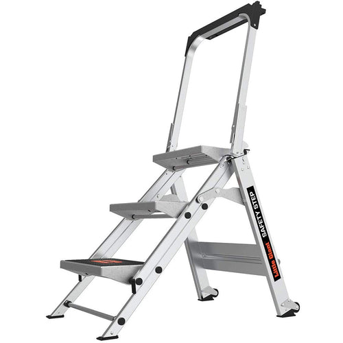 Алуминиева степ стълба с широки гумирани 3 стъпала Safety Step