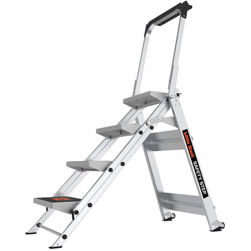 Алуминиева степ стълба с широки гумирани 4 стъпала Safety Step