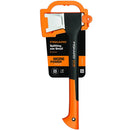 Брадва за цепене на дърва Fiskars X11 с оранжева дръжка и уникален режещ ръб.