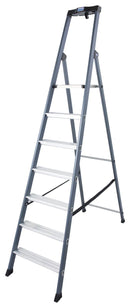 Алуминиева елоксирана стълба KRAUSE SePro S 6+1 за безопасна и стабилна работа, голяма неплъзгаща се платформа.