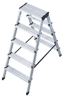 Двустранна алуминиева стълба KRAUSE DOPPLO 2x5 с 5 стъпала, идеална за домашни ремонти и високи места.