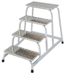 Степенка KRAUSE STABILO с 4 стъпала, изработена от алуминий, подходяща за професионална употреба и монтажни работи.
