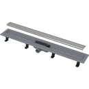 Линеен сифон пластмасов с неръждаема решетка, предназначен за отвеждане на вода от душове на нивото на пода.