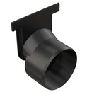 Тапа за канал с ексцентричен изход Ф110, черен полипропилен, за свързване на дренажни системи.