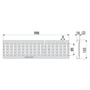 Технически чертеж на външен дренажен канал AlcaPlast с размери и характеристики.