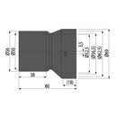 Преход DN50 за странично отводняване на канал с размери и спецификации, произведен от AlcaPlast.