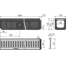 Външен дренажен канал 100мм с размери и техническа спецификация, подходящ за отводняване на обществени зони.
