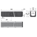 Схема на външен дренажен канал 100мм с поцинкован ръб и чугунена решетка D400 от AlcaPlast.
