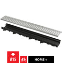 Външен дренажен канал нисък 60мм с поцинкована решетка "C" A15, идеален за отводняване на пешеходни зони.