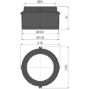 Схема на преход DN110 за вертикално отводняване, размери 116 x 116 x 67 мм, с диаметри Ø105 и Ø110.