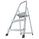 Алуминиева домакинска стълба Krause Corda 2+1 с платформа и защитна рамка, идеална за домашни и градини проекти.