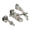 Комплект стоманени панти EXCENTRO с елементи от неръждаема стомана, идеален за наклонени алеи.