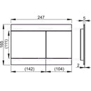 Схема на бутон за вградено тоалетно казанче FUN - размери и спецификации.