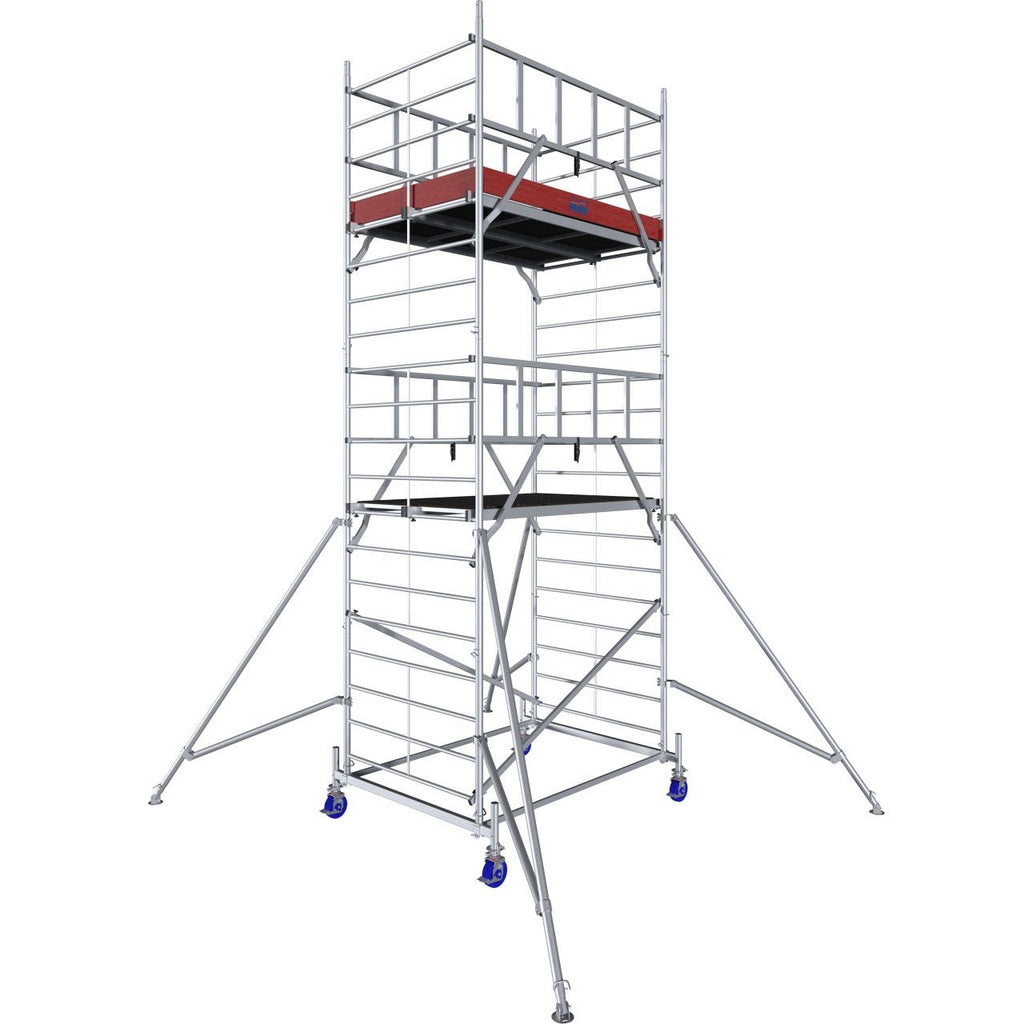 Алуминиево мобилно скеле KRAUSE ProTec XXL с широка платформа за работа на височина до 6.30 м и гаранция 5 години.