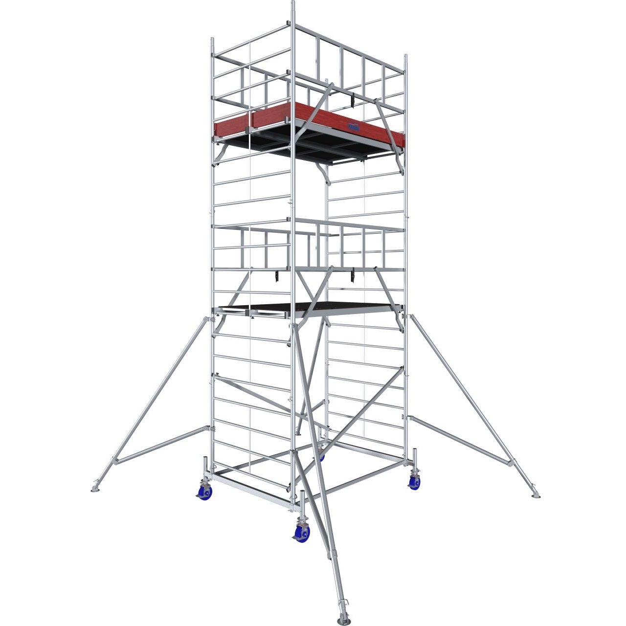 Алуминиево мобилно скеле KRAUSE ProTec XXL с широка платформа за работа на височина до 6.30 м и гаранция 5 години.